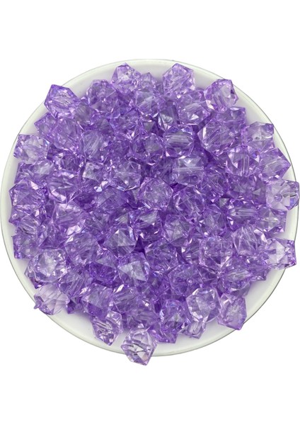 100GR 10MM Lila / Açık Mor Renk Küp,kübik Model Akrilik Boncuk ,çanta Boncuğu (100GR,~180 Adet) modelleri