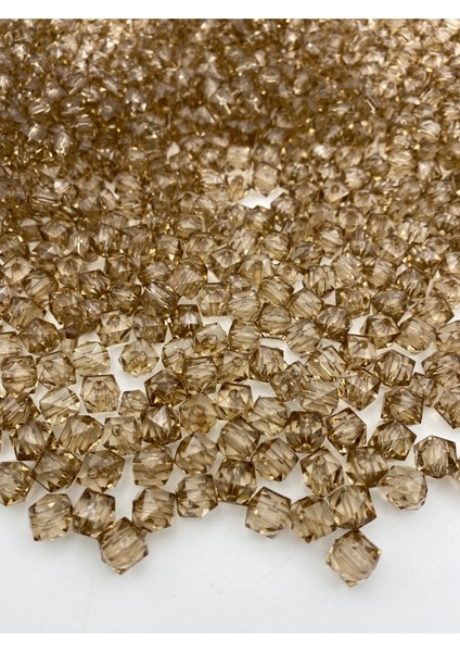 50GR 8mm Vizon / Açık Kahve Küp, Kübik Model Akrilik Boncuk,takı ,çanta Boncuğu (50GR,~200 Adet)