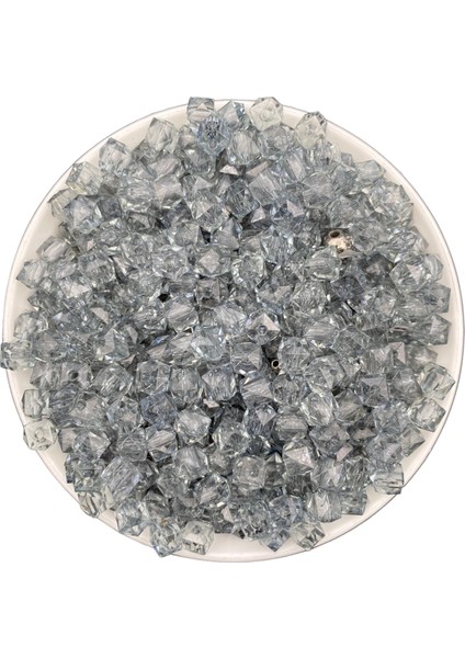 50GR 8mm Gri / Füme Antrasit Renk Küp,kübik Model Akrilik Boncuk,takı,çanta Boncuğu (50GR,~200 Adet)