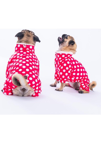 Dots Fuşya Peluşlu Su Geçirmez Küçük Irk Köpek Yağmurluk Tulum modelleri