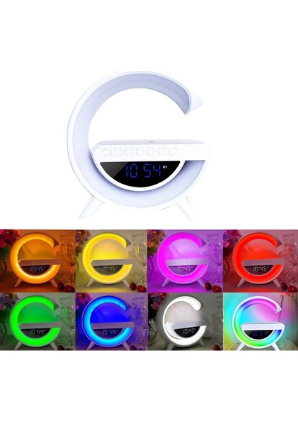 BT-3401 Kablosuz Şarj Standı Rgb Ledli Dijital Saatli Alarmlı Radyolu Bluetooth Hoparlör