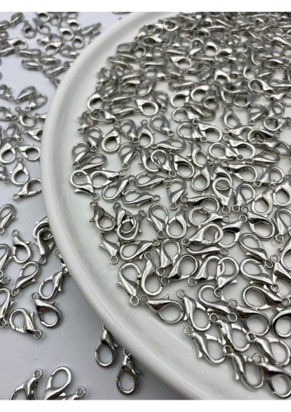 50 Adet Nikel Renk Metal 503 Papağan Kilit (14X7MM), Armut- Istakoz Klips,takı Klipsi