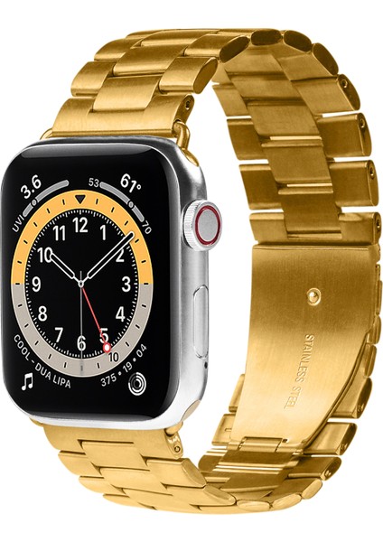 Apple Watch Tüm Modellere Uyumlu Metal Kıstırmalı Paslanmaz Çelik Gold Altın Renk 38 40 41 mm Kordon fiyatları
