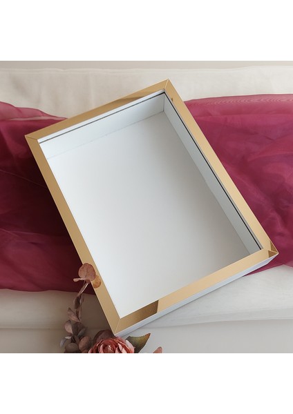 Beyaz 30X40 cm Fotoğraf Bölümsüz Yarı Gold Isimsiz Ledsiz Gül Saklama Kutusu modelleri