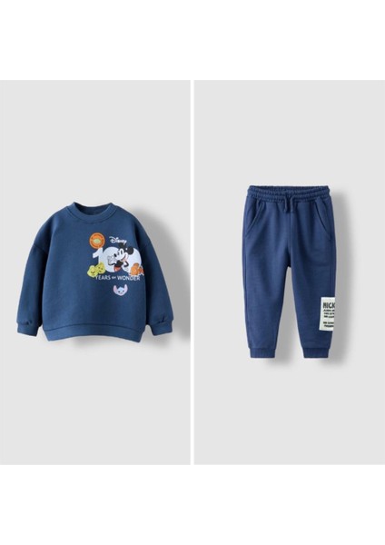 Mickey Lacivert Şardonlu Pamuklu Erkek Çocuk Ikili Takım
