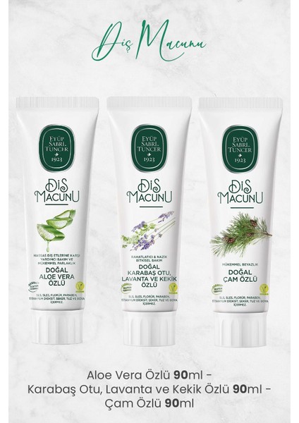 Diş Macunu Aloe Vera, Lavanta ve Çam 90 ml