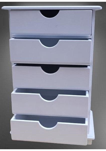 Hobi Adn Dekoratif Takı Şifonyer Ahşap Mdf Parlak Beyaz Cnc Kesim Model El Yapım
