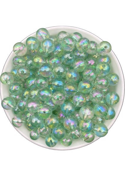 12MM Turkuaz Renk Janjanlı Akrilik Top Boncuk, Parlak Takı,çanta Yapım Boncuğu (100GR,~95 Adet)