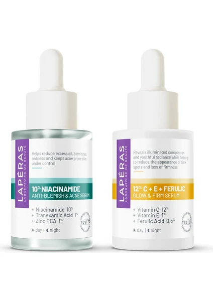 Aydınlatıcı ve Leke Karşıtı 12% Vitamin C + 10% Niacinamide Serum Seti