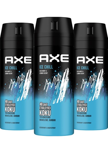 Erkek Deodorant & Bodyspray Ice Chill 48 Saat Etkileyici Koku 150 Ml X3 Adet