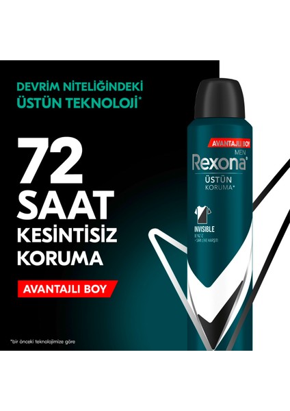 Men Erkek Sprey Deodorant Invisible Black & White 72 Saat Kesintisiz Üstün Koruma 200 Mlx3