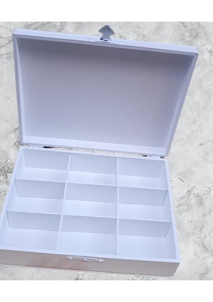 Hobi Adn Dekoratif Makyaj Kutusu Bölmeli Klipsli Parlak Beyaz Model El Yapım modelleri