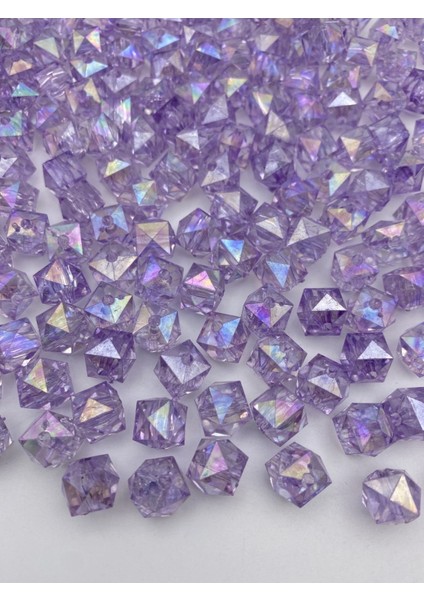 100GR 10MM Janjanlı Lila / Açık Mor Küp,kübik Model Akrilik Boncuk,çanta Boncuğu (100GR,~180 Adet) fiyatları