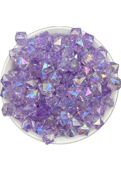 100GR 10MM Janjanlı Lila / Açık Mor Küp,kübik Model Akrilik Boncuk,çanta Boncuğu (100GR,~180 Adet) modelleri