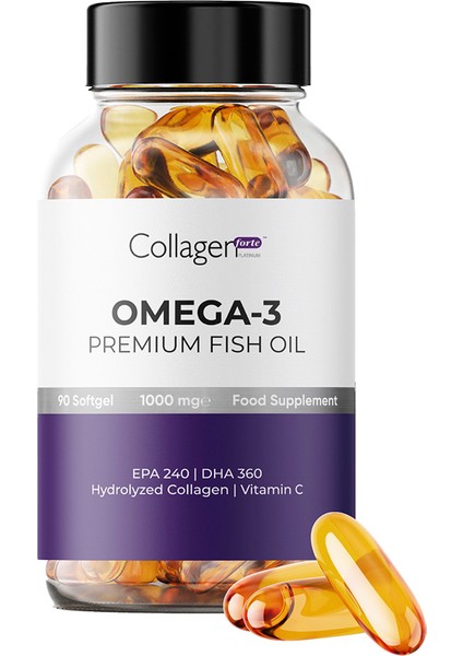 Collagen Forte Platinum Omega 3 Premium Fish Oil Balık Yağı 1000MG 90 Kapsül