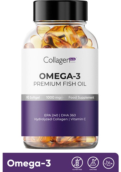 Collagen Forte Platinum Omega 3 Premium Fish Oil Balık Yağı 1000MG 90 Kapsül