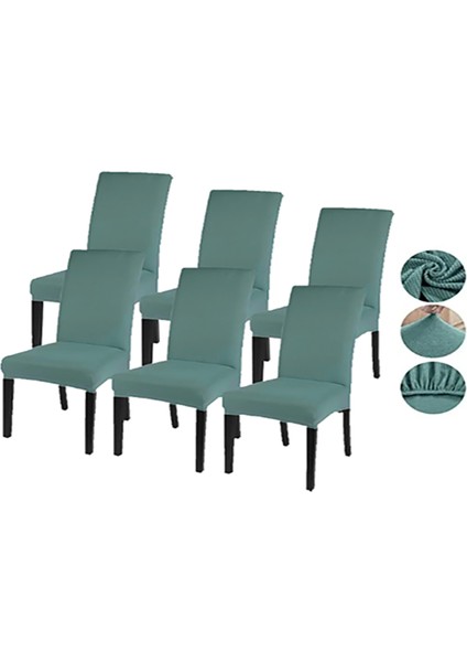 Likralı Pitikare Desen Lastikli 6'lı Sandalye Kılıfı Sandalye Örtüsü GZL0000240
