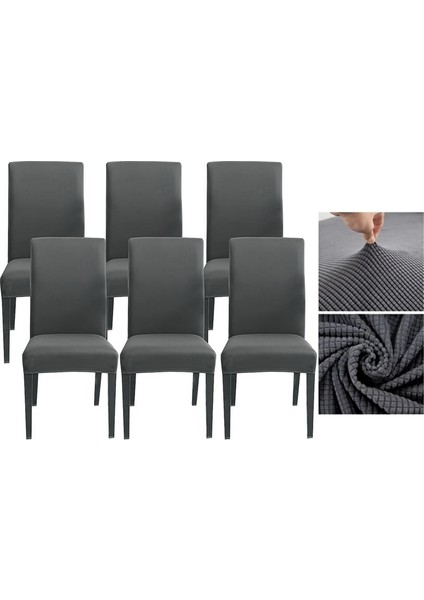Likralı Pitikare Desen Lastikli 6'lı Sandalye Kılıfı Sandalye Örtüsü GZL0000240