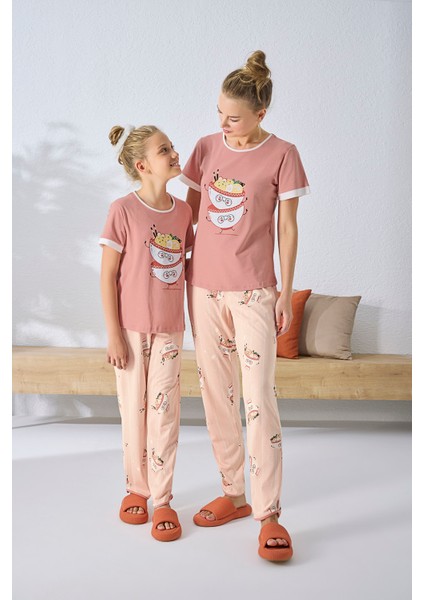 8506 Kız Çocuk Baskılı Pijama Takım