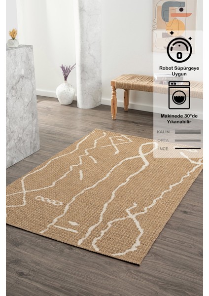 Caretta Kraft 4125 Jüt Tabanlı Modern Örme Kilim