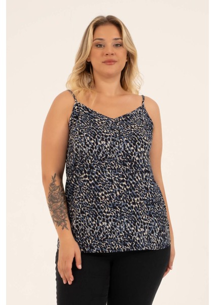 İp Askılı Desenli Bluz