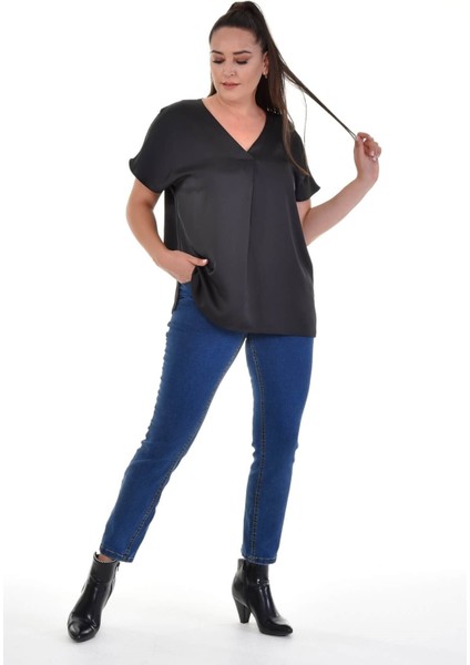 V Yaka Saten Bluz fırsatları