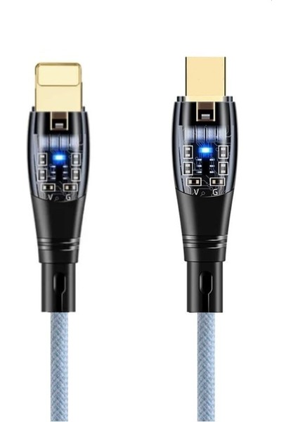 6A 20W Type-C To Lightning 1metre Hızlı Data ve Şarj Kablosu Mavi Ömür Boyu Garanti YK255M