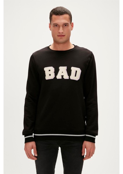 Felt Crewneck Siyah Erkek Sweatshirt fiyatları