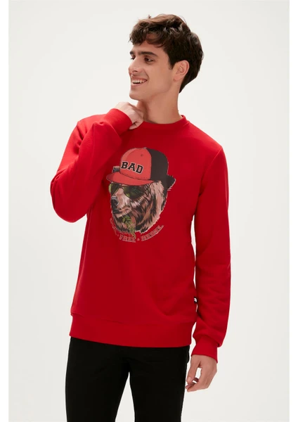 Bad Bear Rebel Crewneck Erkek Kırmızı Sweatshirt 23.02.12.019-C54