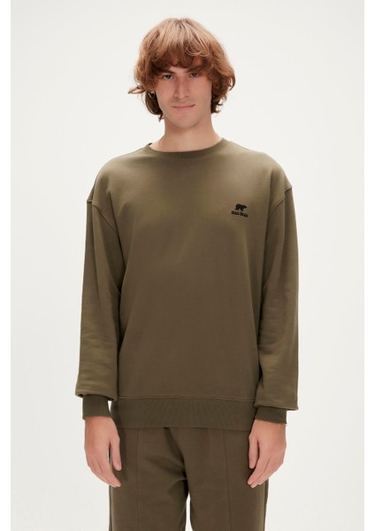 Tag Crewneck Haki Erkek Sweatshirt