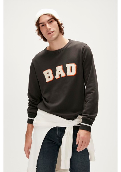 Felt Crewneck Antrasit Erkek Sweatshirt