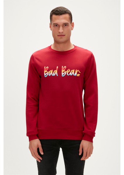 Manuscript Crewneck Bordo Erkek Sweatshirt