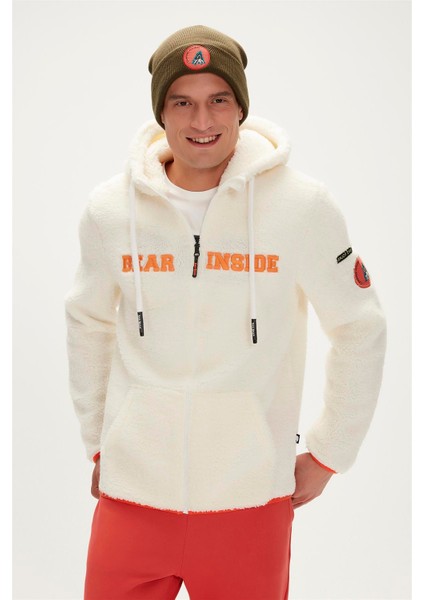 Shaggy Plush Full-Zip Marshmallow Beyaz Peluş Erkek Kapüşonlu Sweatshirt modelleri