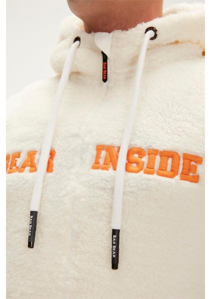 Shaggy Plush Full-Zip Marshmallow Beyaz Peluş Erkek Kapüşonlu Sweatshirt fırsatları