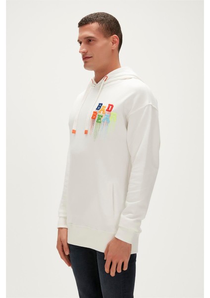 Bad Bear Rainbow Hoodie Off-White Beyaz Kapüşonlu Erkek Sweatshirt