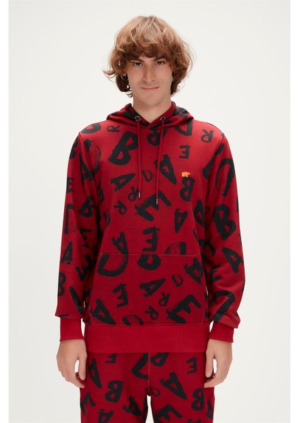 Bling Hoodie Maroon Bordo Kapüşonlu Erkek Sweatshirt modelleri