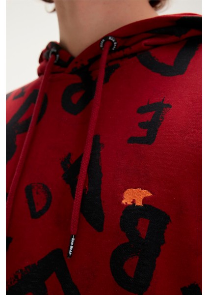 Bling Hoodie Maroon Bordo Kapüşonlu Erkek Sweatshirt fırsatları