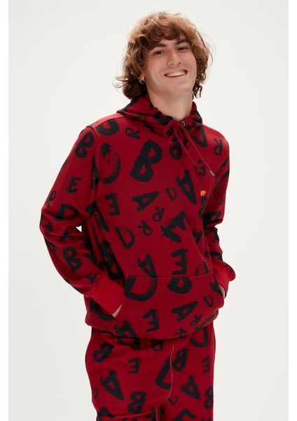 Bling Hoodie Maroon Bordo Kapüşonlu Erkek Sweatshirt indirimleri
