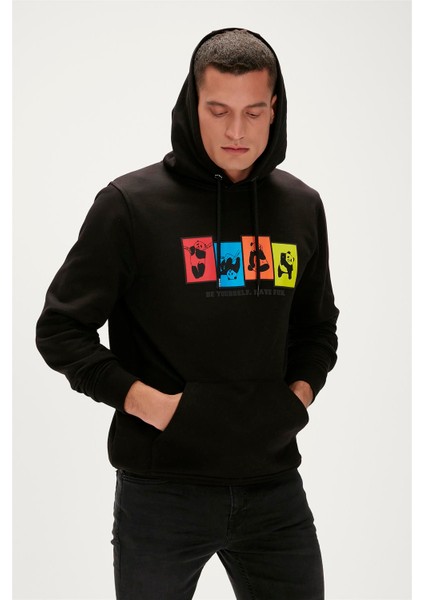 Fun Hoodie Siyah Kapüşonlu Erkek Sweatshirt