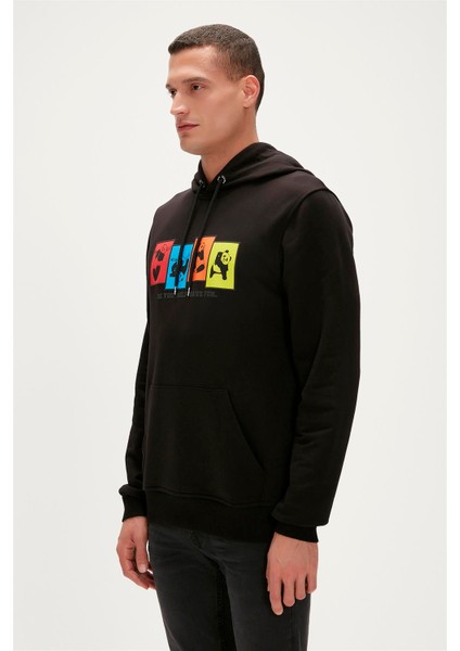 Fun Hoodie Siyah Kapüşonlu Erkek Sweatshirt indirimleri