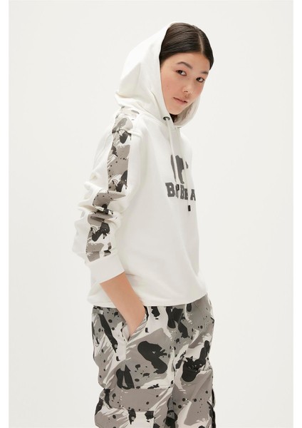 Gwen Hoodie Off-White Beyaz Kapüşonlu Kadın Sweatshirt fiyatları