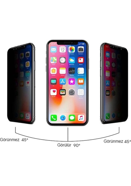 iPhone Xs Max Uyumlu Seramik 6d Kırılmaz Su Tutmaz Tam Kaplayan Hayalet Privacy Ekran Koruyucu