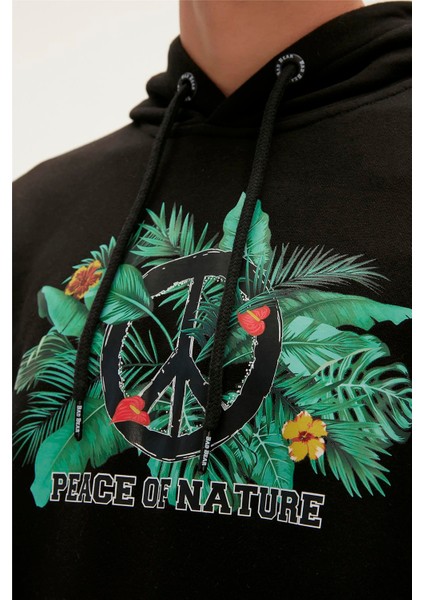 Re-Born Recycle Hoodie Siyah Kapüşonlu Erkek Sweatshirt indirimleri