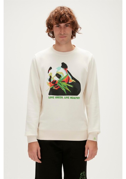 Bad Bear Re-Bamboo Crewneck Erkek Beyaz Sweatshirt 23.02.12.031-C108