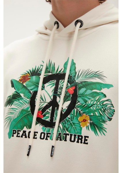 Re-Born Recycle Hoodie Marshmallow Beyaz Kapüşonlu Erkek Sweatshirt modelleri