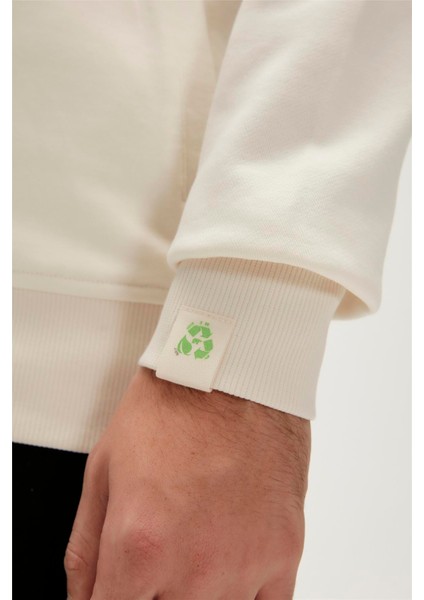 Re-Born Recycle Hoodie Marshmallow Beyaz Kapüşonlu Erkek Sweatshirt indirimleri