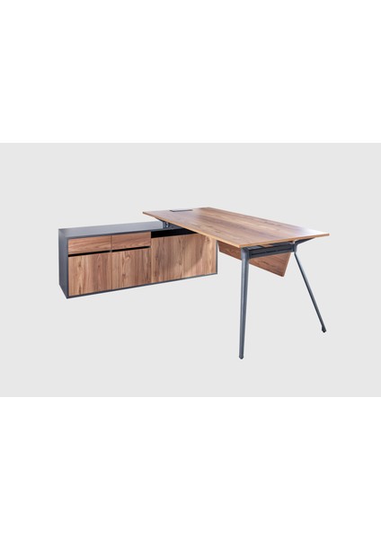 Deep Maxi 180 cm Sol Etajerli Çalışma Ofis Masa (Minyatür/antrasit)