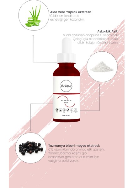 Aha 30% Bha 2% Canlandırıcı Kırmızı Peeling Cilt Bakım Serumu