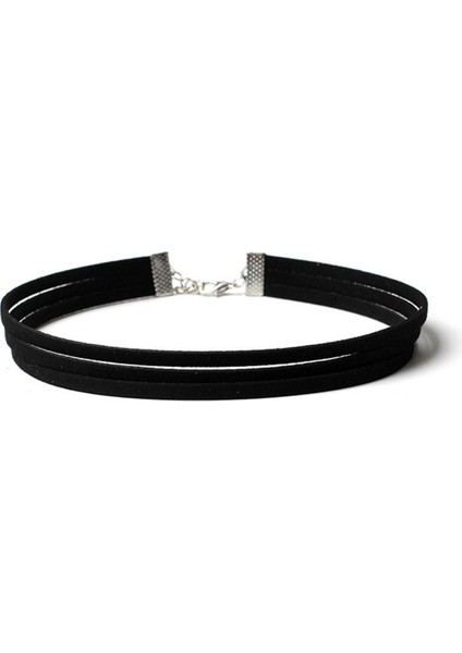 Siyah Renk Süet Kadın Choker Kolye