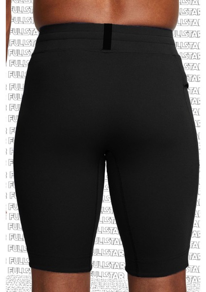 Yoga Dri Fit Soft Tight Shorts Esnek Yumuşak Yapılı Cepli Siyah Tayt Şort